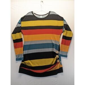 Yincro Multicolor Striped Tunic Top Womens Large Long Sleeve Crew‎ Neck